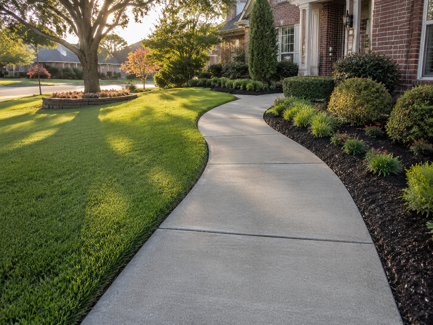 Finished curved sidewalk